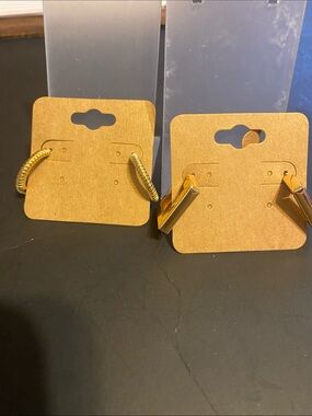 Fashion Jewelry Gold Hoop and Geometric Drop Earring Set